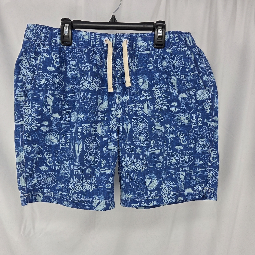 Johnnie O SCORPION BOWL Twilight Tropical Print Full Elastic Swim Trunks 36